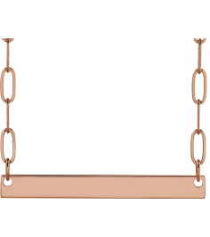 88328 Necklace 14K Rose 30 X 3.5 Mm 16 In Polished Engravable Bar Necklace