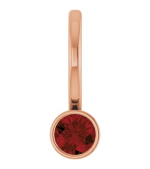88105 Pendant Set 14K Rose Round Natural Mozambique Garnet 3 Mm Polished Natural Mozambique Garnet Bezel-Set Pendant