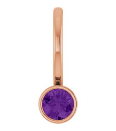 88105 Pendant Set 14K Rose Round Natural Amethyst 3 Mm Polished Natural Amethyst Bezel-Set Pendant
