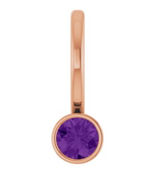 88105 Pendant Set 14K Rose Round Natural Amethyst 3 Mm Polished Natural Amethyst Bezel-Set Pendant
