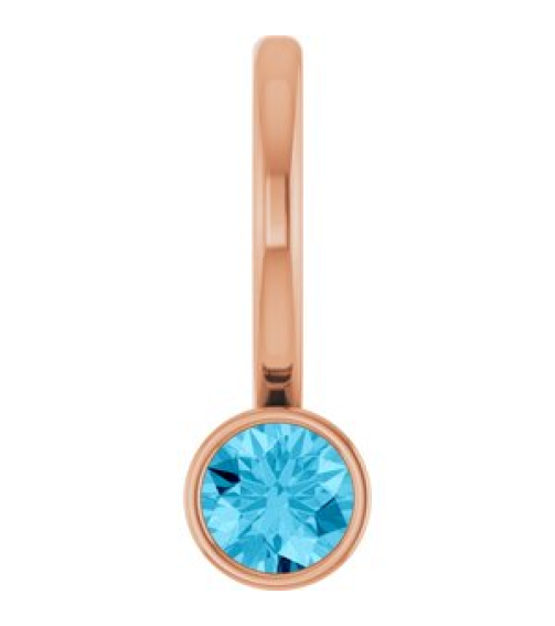 88105 Pendant Set 14K Rose Round Natural Aquamarine 3 Mm Polished Natural Aquamarine Bezel-Set Pendant