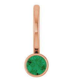 88105 Pendant Set 14K Rose Round Lab-Grown Emerald 3 Mm Polished Lab-Grown Emerald Bezel-Set Pendant
