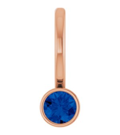 88105 Pendant Set 14K Rose Round Lab-Grown Blue Sapphire 3 Mm Polished Lab-Grown Blue Sapphire Bezel-Set Pendant