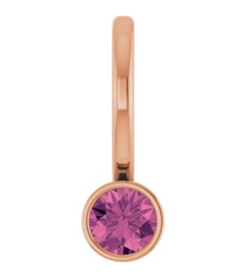 88105 Pendant Set 14K Rose Round Natural Pink Tourmaline 3 Mm Polished Natural Pink Tourmaline Bezel-Set Pendant