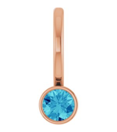 88105 Pendant Set 14K Rose Round Natural Blue Zircon 3 Mm Polished Natural Blue Zircon Bezel-Set Pendant