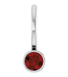 88105 Pendant Set 14K White Round Natural Mozambique Garnet 3 Mm Polished Natural Mozambique Garnet Bezel-Set Pendant