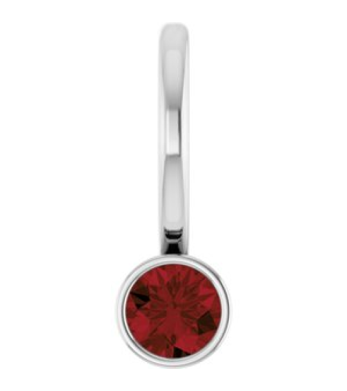 88105 Pendant Set 14K White Round Natural Mozambique Garnet 3 Mm Polished Natural Mozambique Garnet Bezel-Set Pendant