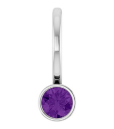 88105 Pendant Set 14K White Round Natural Amethyst 3 Mm Polished Natural Amethyst Bezel-Set Pendant