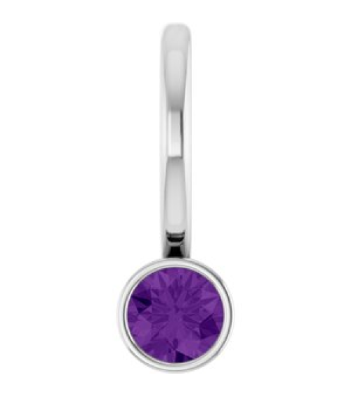 88105 Pendant Set 14K White Round Natural Amethyst 3 Mm Polished Natural Amethyst Bezel-Set Pendant