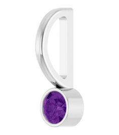 88105 Pendant Set 14K White Round Natural Amethyst 3 Mm Polished Natural Amethyst Bezel-Set Pendant