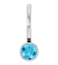88105 Pendant Set 14K White Round Natural Aquamarine 3 Mm Polished Natural Aquamarine Bezel-Set Pendant