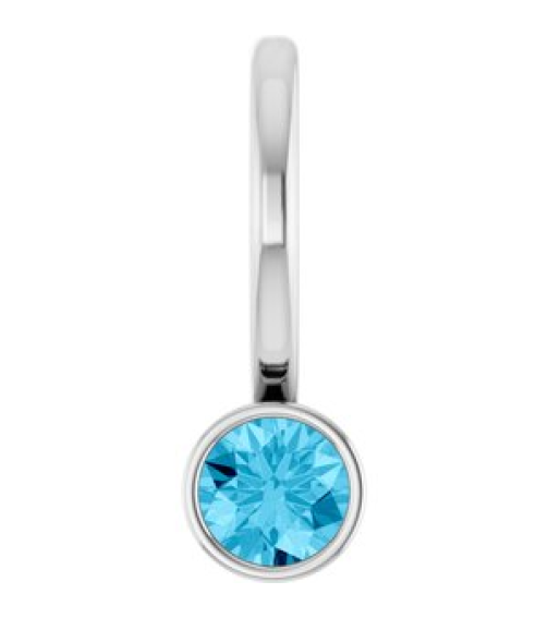 88105 Pendant Set 14K White Round Natural Aquamarine 3 Mm Polished Natural Aquamarine Bezel-Set Pendant