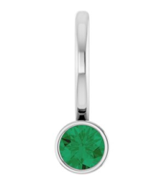 88105 Pendant Set 14K White Round Lab-Grown Emerald 3 Mm Polished Lab-Grown Emerald Bezel-Set Pendant
