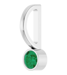 88105 Pendant Set 14K White Round Lab-Grown Emerald 3 Mm Polished Lab-Grown Emerald Bezel-Set Pendant