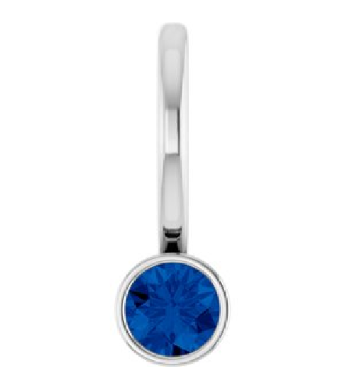 88105 Pendant Set 14K White Round Natural Blue Sapphire 3 Mm Polished Natural Blue Sapphire Bezel-Set Pendant
