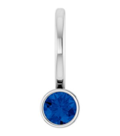 88105 Pendant Set 14K White Round Lab-Grown Blue Sapphire 3 Mm Polished Lab-Grown Blue Sapphire Bezel-Set Pendant