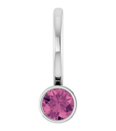 88105 Pendant Set 14K White Round Natural Pink Tourmaline 3 Mm Polished Natural Pink Tourmaline Bezel-Set Pendant