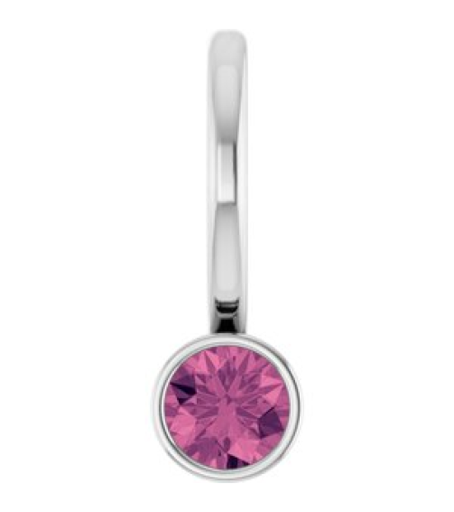 88105 Pendant Set 14K White Round Natural Pink Tourmaline 3 Mm Polished Natural Pink Tourmaline Bezel-Set Pendant