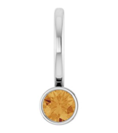 88105 Pendant Set 14K White Round Natural Citrine 3 Mm Polished Natural Citrine Bezel-Set Pendant