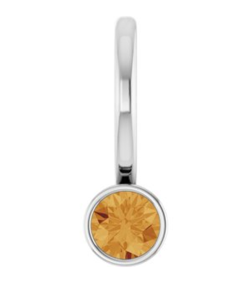 88105 Pendant Set 14K White Round Natural Citrine 3 Mm Polished Natural Citrine Bezel-Set Pendant