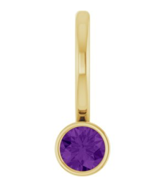 88105 Pendant Set 14K Yellow Round Natural Amethyst 3 Mm Polished Natural Amethyst Bezel-Set Pendant