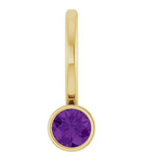 88105 Pendant Set 14K Yellow Round Natural Amethyst 3 Mm Polished Natural Amethyst Bezel-Set Pendant