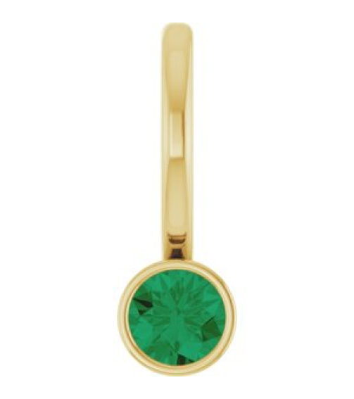88105 Pendant Set 14K Yellow Round Natural Emerald 3 Mm Polished Natural Emerald Bezel-Set Pendant