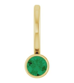 88105 Pendant Set 14K Yellow Round Lab-Grown Emerald 3 Mm Polished Lab-Grown Emerald Bezel-Set Pendant