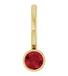 88105 Pendant Set 14K Yellow Round Lab-Grown Ruby 3 Mm Polished Lab-Grown Ruby Bezel-Set Pendant