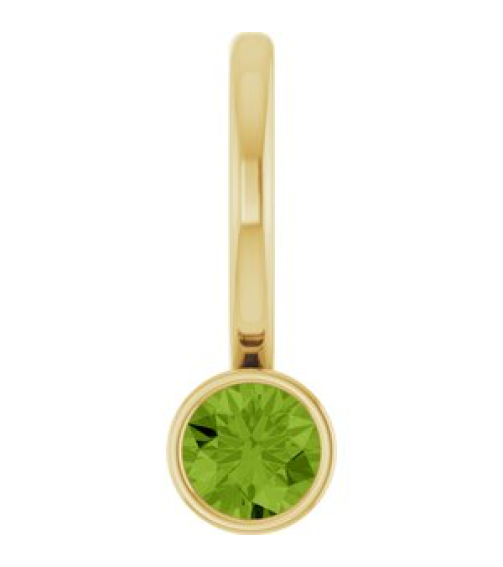 88105 Pendant Set 14K Yellow Round Natural Peridot 3 Mm Polished Natural Peridot Bezel-Set Pendant