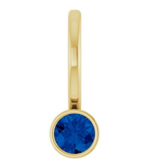 88105 Pendant Set 14K Yellow Round Lab-Grown Blue Sapphire 3 Mm Polished Lab-Grown Blue Sapphire Bezel-Set Pendant
