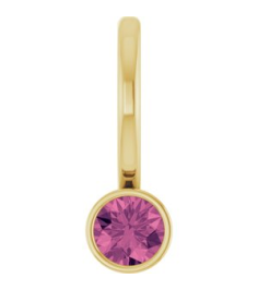 88105 Pendant Set 14K Yellow Round Natural Pink Tourmaline 3 Mm Polished Natural Pink Tourmaline Bezel-Set Pendant