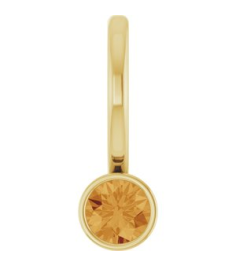 88105 Pendant Set 14K Yellow Round Natural Citrine 3 Mm Polished Natural Citrine Bezel-Set Pendant