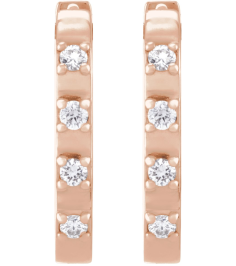 88216 Earring Set 14K Rose 14 X 10.95 Mm 2 Mm Natural Diamond Round 1.5Mm 110 Ctw Pair Hinged Polished 110 Ctw Natural Diamond Hoop Earrings