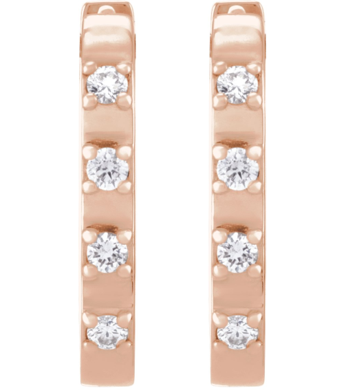 88216 Earring Set 14K Rose 14 X 10.95 Mm 2 Mm Natural Diamond Round 1.5Mm 110 Ctw Pair Hinged Polished 110 Ctw Natural Diamond Hoop Earrings