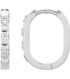 88216 Earring Set 14K White 14 X 10.95 Mm 2 Mm Natural Diamond Round 1.5Mm 110 Ctw Pair Hinged Polished 110 Ctw Natural Diamond Hoop Earrings