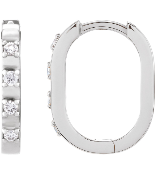 88216 Earring Set 14K White 14 X 10.95 Mm 2 Mm Natural Diamond Round 1.5Mm 110 Ctw Pair Hinged Polished 110 Ctw Natural Diamond Hoop Earrings