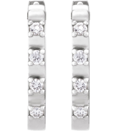 88216 Earring Set 14K White 14 X 10.95 Mm 2 Mm Natural Diamond Round 1.5Mm 110 Ctw Pair Hinged Polished 110 Ctw Natural Diamond Hoop Earrings