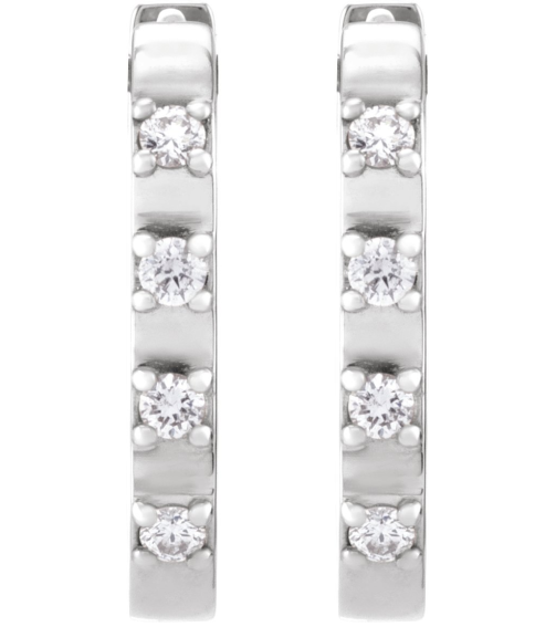 88216 Earring Set 14K White 14 X 10.95 Mm 2 Mm Natural Diamond Round 1.5Mm 110 Ctw Pair Hinged Polished 110 Ctw Natural Diamond Hoop Earrings