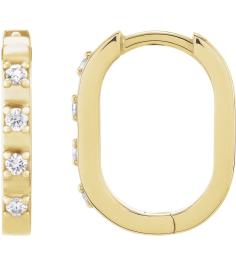 88216 Earring Set 14K Yellow 14 X 10.95 Mm 2 Mm Natural Diamond Round 1.5Mm 110 Ctw Pair Hinged Polished 110 Ctw Natural Diamond Hoop Earrings