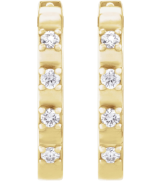 88216 Earring Set 14K Yellow 14 X 10.95 Mm 2 Mm Natural Diamond Round 1.5Mm 110 Ctw Pair Hinged Polished 110 Ctw Natural Diamond Hoop Earrings