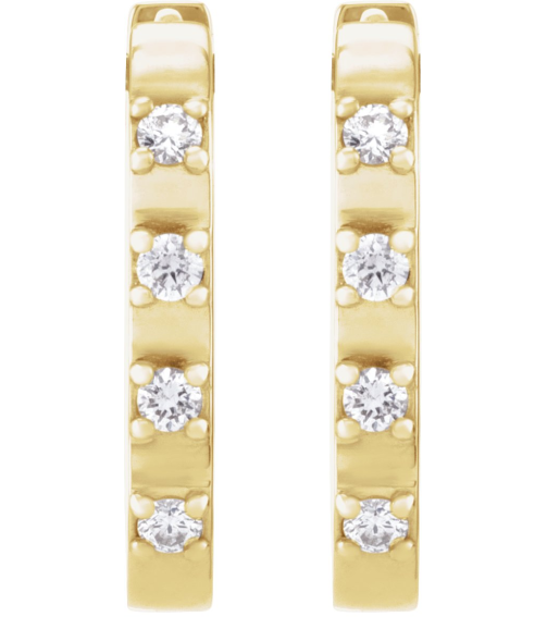 88216 Earring Set 14K Yellow 14 X 10.95 Mm 2 Mm Natural Diamond Round 1.5Mm 110 Ctw Pair Hinged Polished 110 Ctw Natural Diamond Hoop Earrings