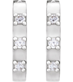 88216 Earring Set 14K White 11.5 X 10.46 Mm 2 Mm Natural Diamond Round 1.5Mm 0.08 Ctw Pair Hinged Polished .08 Ctw Natural Diamond Hoop Earrings
