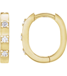 88216 Earring Set 14K Yellow 11.5 X 10.46 Mm 2 Mm Natural Diamond Round 1.5Mm 0.08 Ctw Pair Hinged Polished .08 Ctw Natural Diamond Hoop Earrings