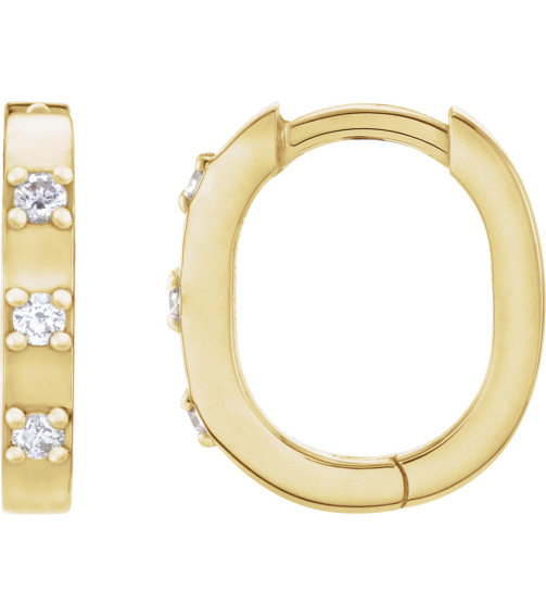 88216 Earring Set 14K Yellow 11.5 X 10.46 Mm 2 Mm Natural Diamond Round 1.5Mm 0.08 Ctw Pair Hinged Polished .08 Ctw Natural Diamond Hoop Earrings