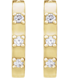 88216 Earring Set 14K Yellow 11.5 X 10.46 Mm 2 Mm Natural Diamond Round 1.5Mm 0.08 Ctw Pair Hinged Polished .08 Ctw Natural Diamond Hoop Earrings