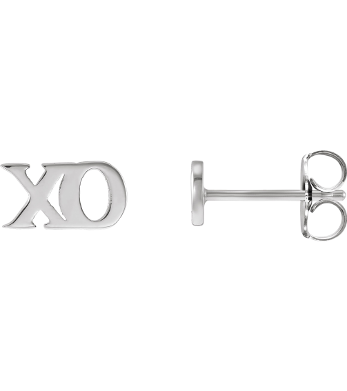 88317 Earring Sterling Silver 8.2 X 3.6 Mm Pair Friction Backs Included Polished Petite Xo Stud Earrings