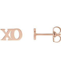 88317 Earring 14K Rose 8.2 X 3.6 Mm Each Friction Back Included Polished Petite Xo Stud Earring
