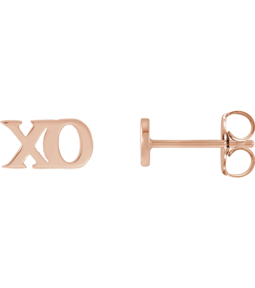 88317 Earring 14K Rose 8.2 X 3.6 Mm Pair Friction Backs Included Polished Petite Xo Stud Earrings