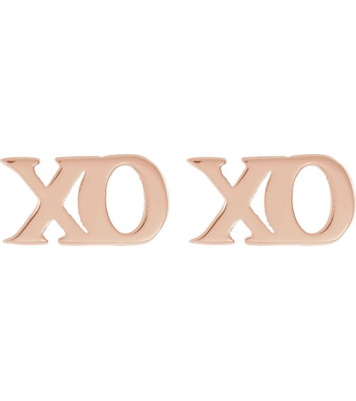 88317 Earring 14K Rose 8.2 X 3.6 Mm Pair Friction Backs Included Polished Petite Xo Stud Earrings